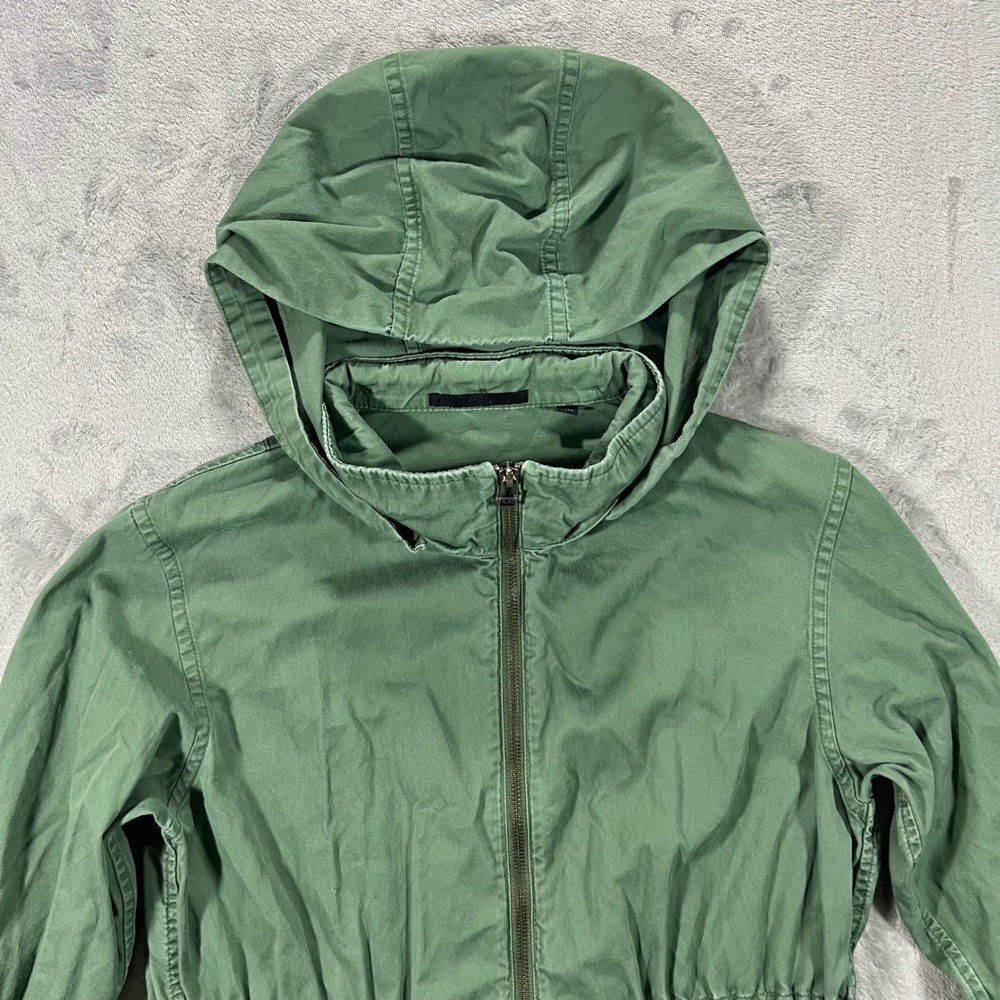 UNIQLO Hooded Utility Jacket Womens XS Green Full Zip Cotton 211-414194 Cargo